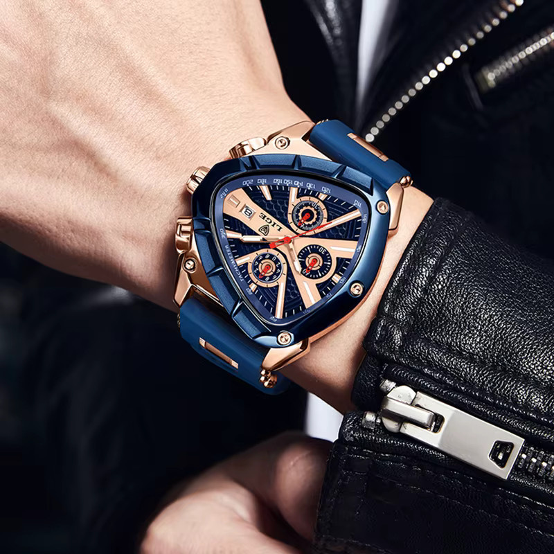 Lige Armbanduhr Quarz, Edelstahl, Schwarz, Eckig, Herren - Bild 4