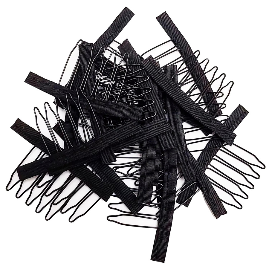 30 Stück Perücke Kamm Clips, Edelstahl, 5 Zähne, mit Gummi - Bild 2