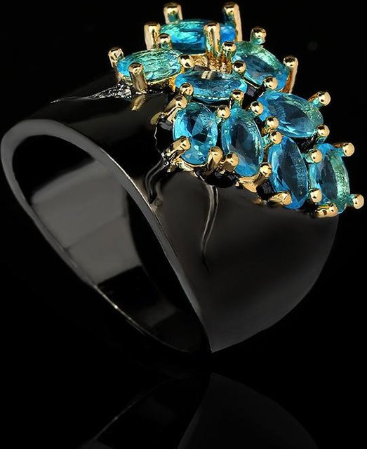 YIRAN Ring, Zirkon, Roségoldener Ring, Damen, Ringgröße 10, black - Bild 1
