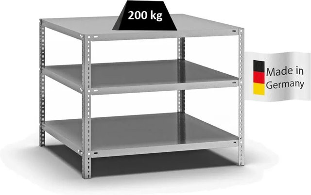 PROREGAL Fachbodenregal Medium-Duty Grundregal verzinkt, Farbe: Silber, H x B x T: 80 x 100 x 80 cm, 3 Ebenen, beidseitig nutzbar - Bild 1