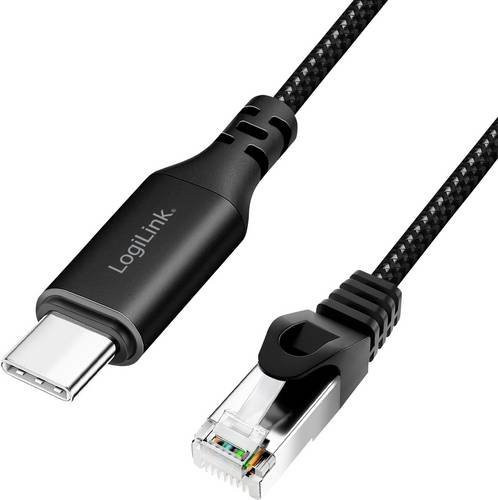 LogiLink USB-C auf RJ45 Ethernet Adapterkabel Schwarz, Länge: 2,00 m - Bild 1