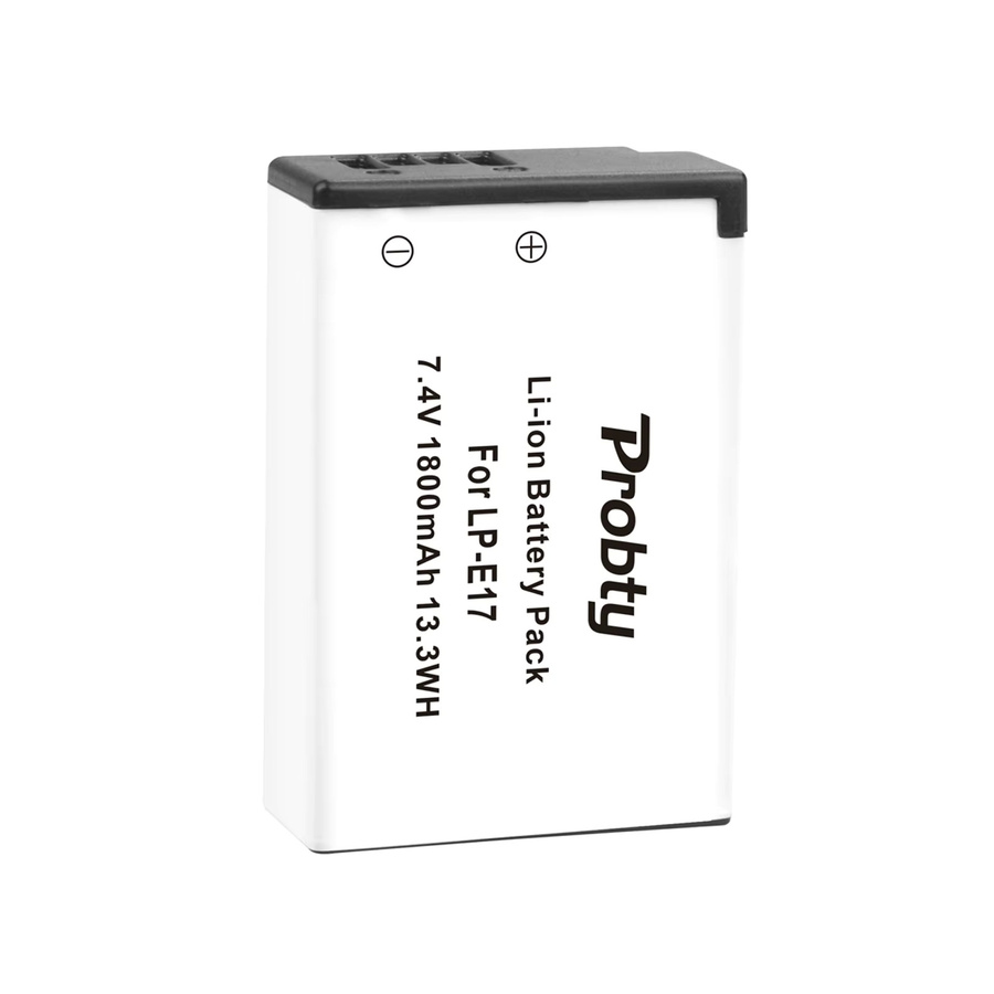 Probty LP-E17 Akku mit 1800 mAh und 2-Slot-Schnellladegerät für Canon EOS R100 R50 RP R10 R8, Rebel T8i T7i T6i T6s, SL2 SL3, M3, M5 in Schwarz - Bild 2