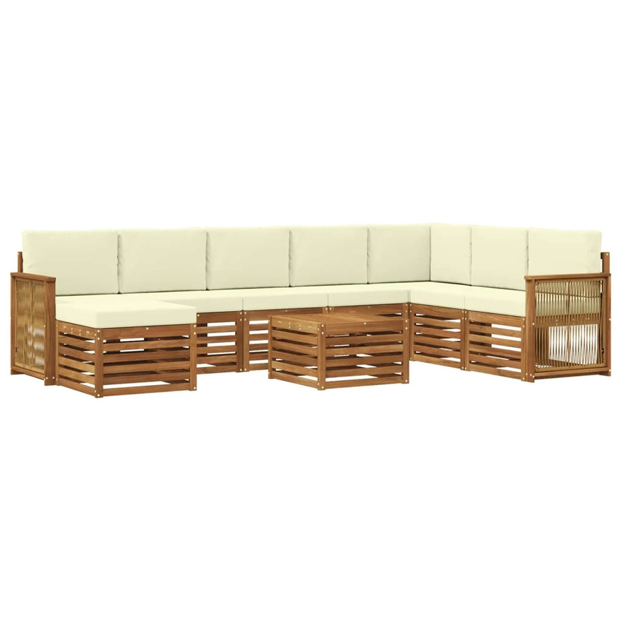 vidaXL Sofagarnitur aus Massivholz Akazie in Beige mit Latten-Design und Armlehnen - Bild 2
