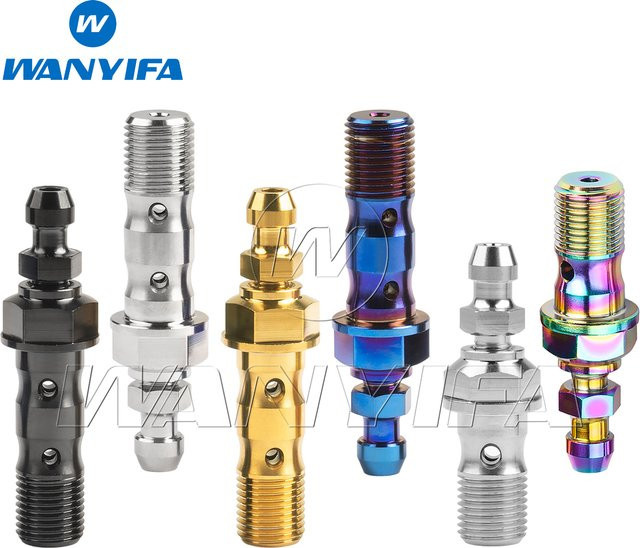 Wanyifa Titanschraube M10 mit Pitch 1,0/1,25 mm für Motorrad Bremssattel und Kupplungsnehmerzylinder als Hohlschraube mit Entlüftungsventil in Titan - Bild 1