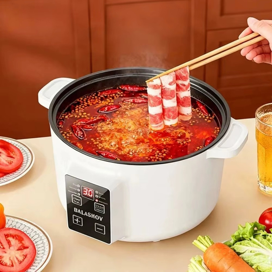 BALASHOV Elektrischer Multikocher in Weiß mit 3,5 l Fassungsvermögen, Smart Hot Pot mit Antihaftbeschichtung für 2-4 Personen - Bild 2