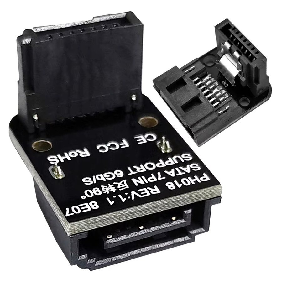 SATA 7-Pin Buchse auf 7-Pin Stecker Adapter mit 90 Grad Winkel in Schwarz für Motherboard und Mainboard - Bild 2