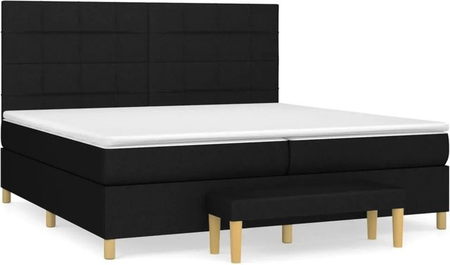 vidaXL Boxspringbett Hybrid mit Matratze und Kopfteil in Schwarz, B/T/H: 200 x 200 x 128 cm - Bild 1