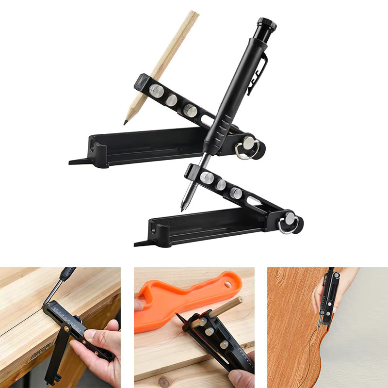 PlumHOME Multi-Funktions Anreißwerkzeug mit einstellbarem Profil-Anreißlineal und Kontur-Gauge in Schwarz für die Holzbearbeitung - Bild 4