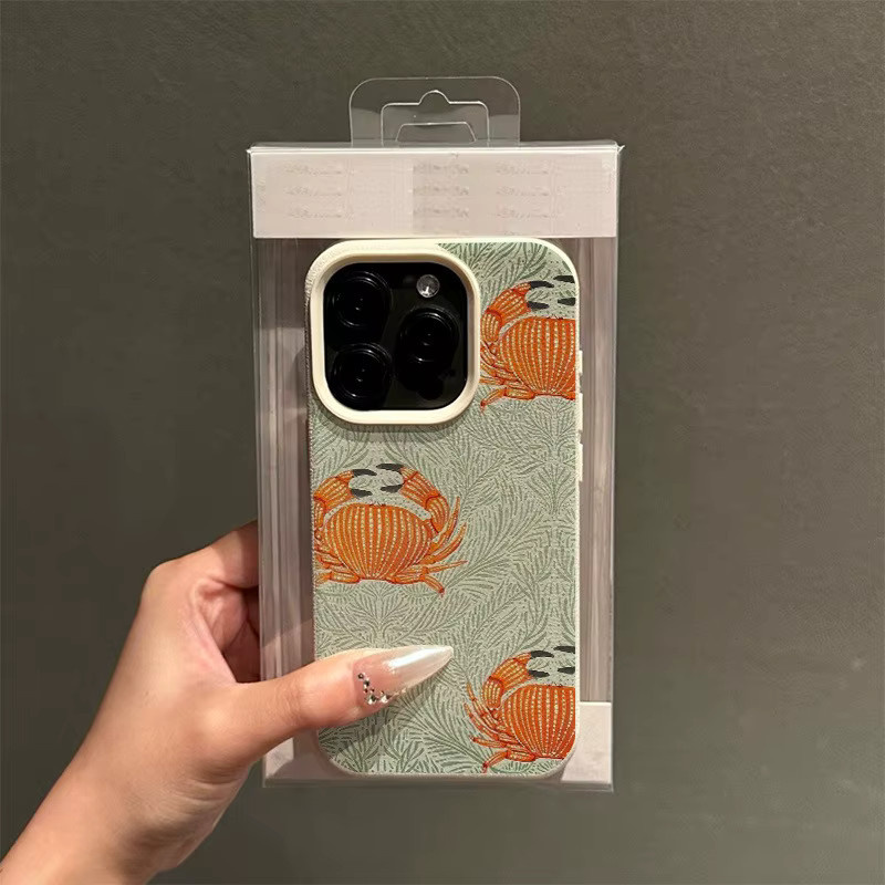 Handyhülle mit Blumenkrabbenmuster für Apple iPhone 17 16 15 Pro Max Plus in Beige und Multicolour - Bild 3