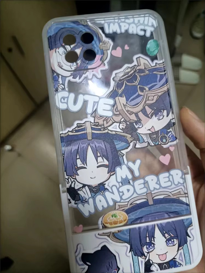 Game Impact Silikon Softcover mit unsichtbarer Klapphalterung für iPhone 11 bis iPhone 14 Pro, transparent - Bild 4