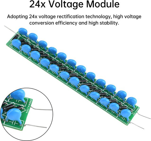 Diymore Doppelnde Gleichrichterplatine 24-faches Spannungsmodul 60000 V Elektrostatische Generator Platinentreiber Blau - Bild 1
