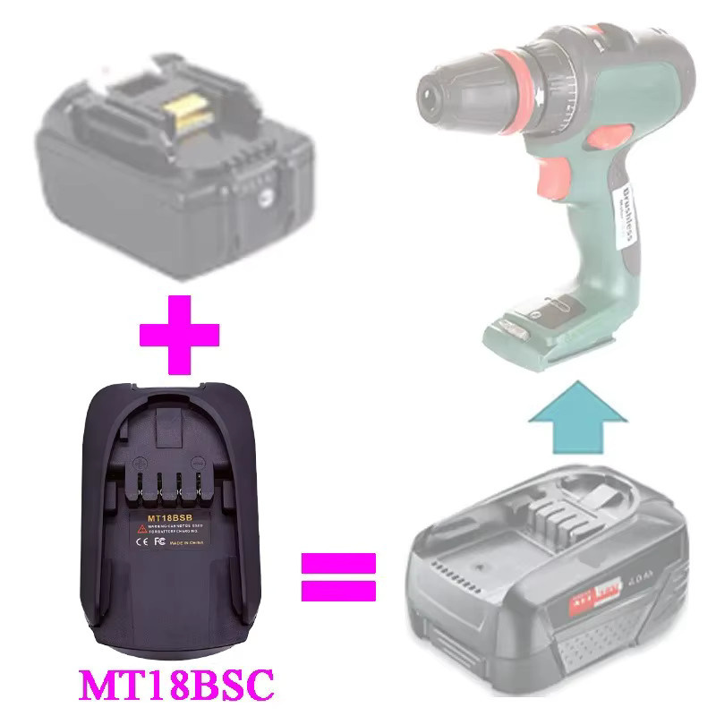 ALASICKA MT18BSB Akku-Adapter für Makita 18 V Akkus zur Nutzung mit Bosch PBA Lithium-Elektrowerkzeugen, Schwarz - Bild 2