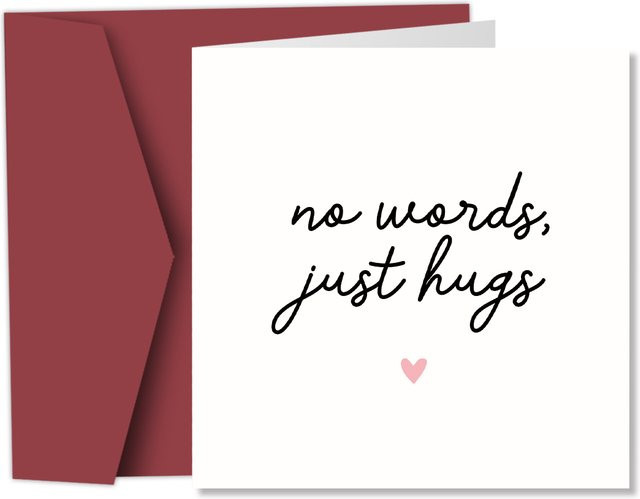 Motivationskarte Keine Worte nur Umarmungen in Weiß für Freunde und Sympathie-Geschenke - Bild 1