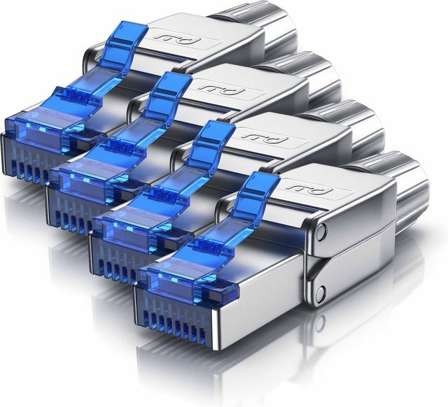 Primewire 4er Set Netzwerk-Adapter RJ-45 auf CAT 8 Ethernet LAN Kabel, 40 Gbit/s, silber - Bild 1