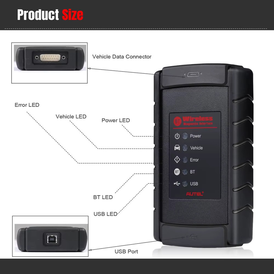 Autel MS908 Decoder Adapter VCI Drahtloses Bluetooth Interface Diagnose Werkzeug in Schwarz für MS908S MS908 MK908 MS905 MaxiSys Mini - Bild 4