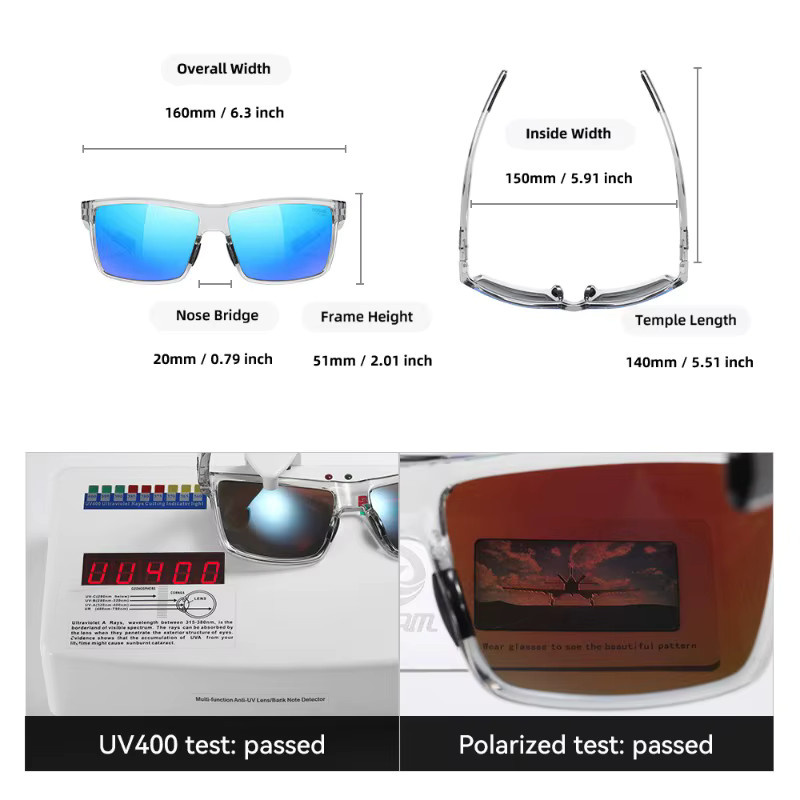 KDEAM Sonnenbrille, Quadrat, Vollrand, Kunststoff, Unisex, polarisiert, photochrom - Bild 3