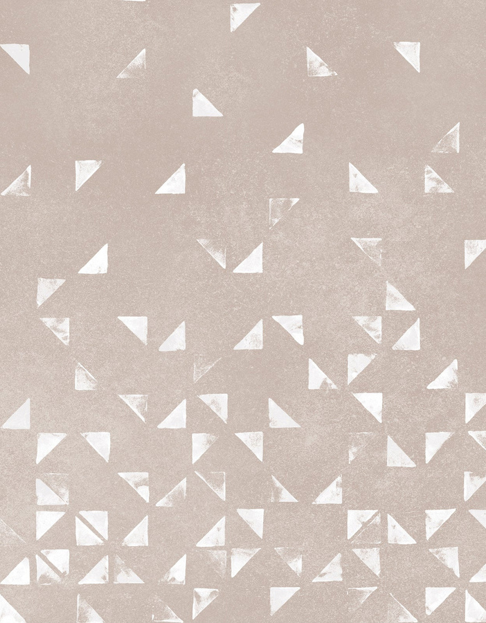 Isidore Leroy Panoramische Tapete Tangram Terracotta Blanc in Weiß und Beige mit geometrischem Design und botanischem Motiv, Panel A - Bild 2