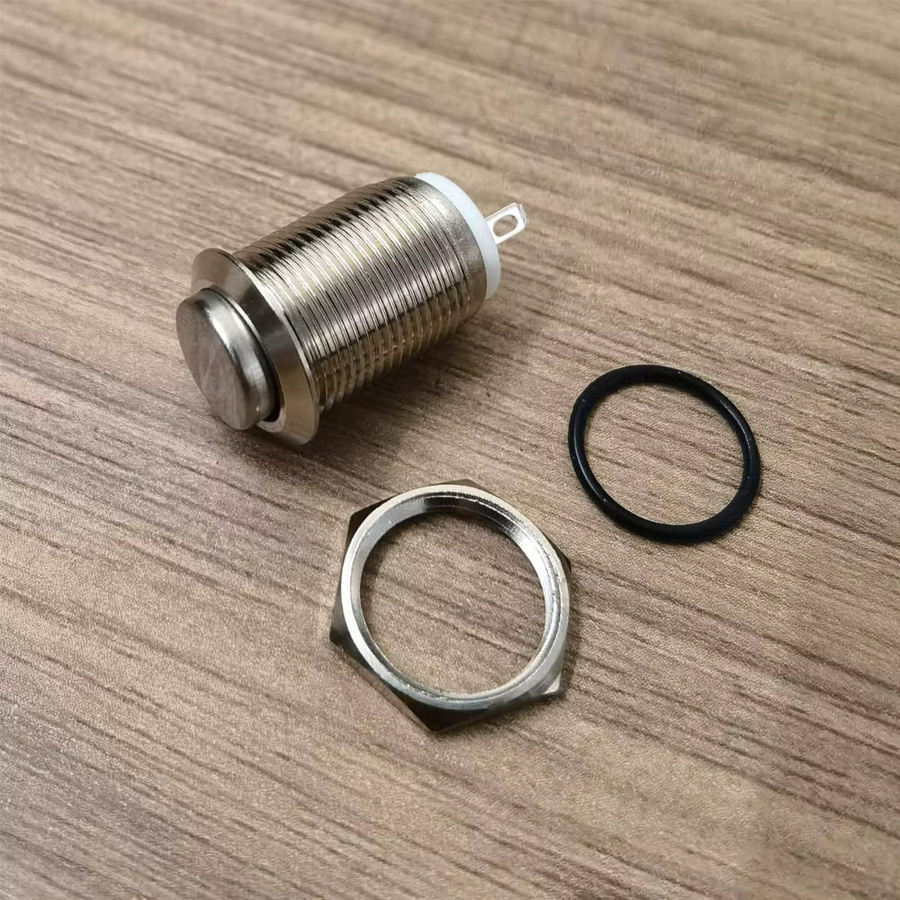 10 Stück AOKIN Druckknopf-Momentschalter aus Edelstahl in Silber, wasserdicht, 12 mm Durchmesser, Ein-Aus-Funktion, 2 A, 12 V/24 V/125 V/250 V, hoher Kopf - Bild 3