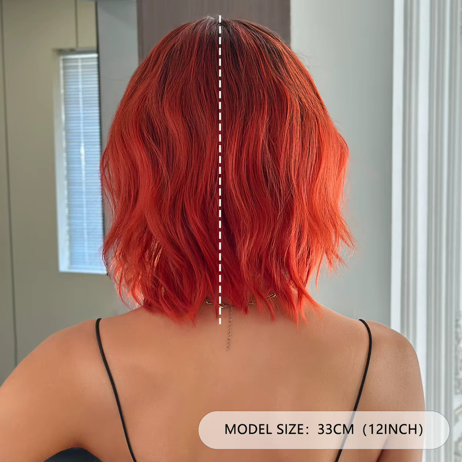 7JHH WIGS Perücke, Wasserwellen, Orange-Rot, Damen, synthetisch - Bild 3