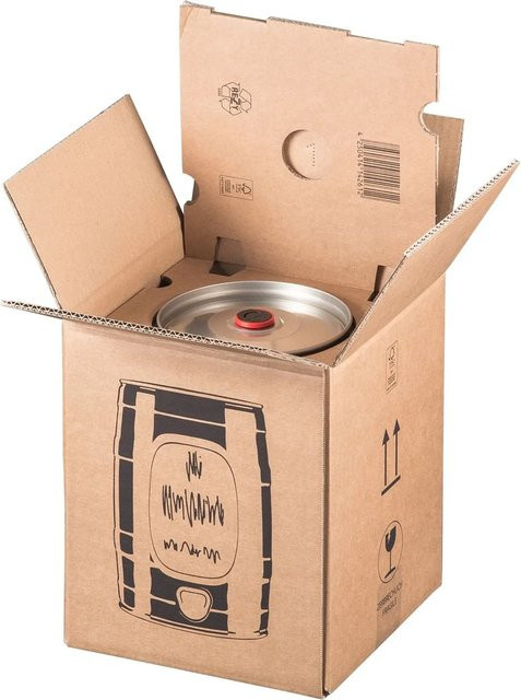 PROREGAL 10er Set Bierfassversandkarton mit Einlage, Braun, B/T/H: 22,8 x 22,8 x 27,1 cm, für 5l Fässer - Bild 1