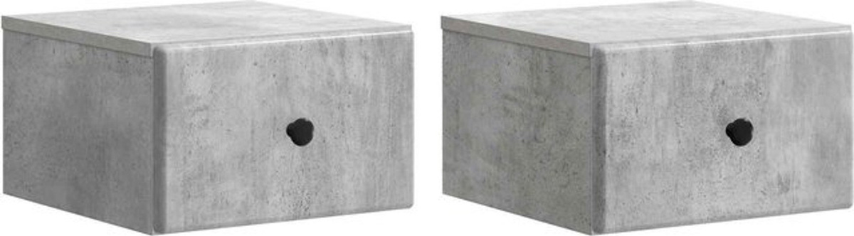 Set aus 2 wandmontierten Nachttischen von vidaXL in Grau im minimalistischen Design aus Beton und Holzwerkstoff, B/H/T: 34,5 x 33 x 20 cm - Bild 1