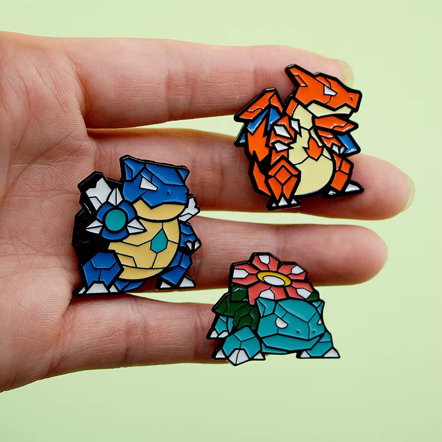 Bandai Pokémon Glurak Schiggy Venusaur Emaille Anstecknadeln, Set / Bundle - Bild 2