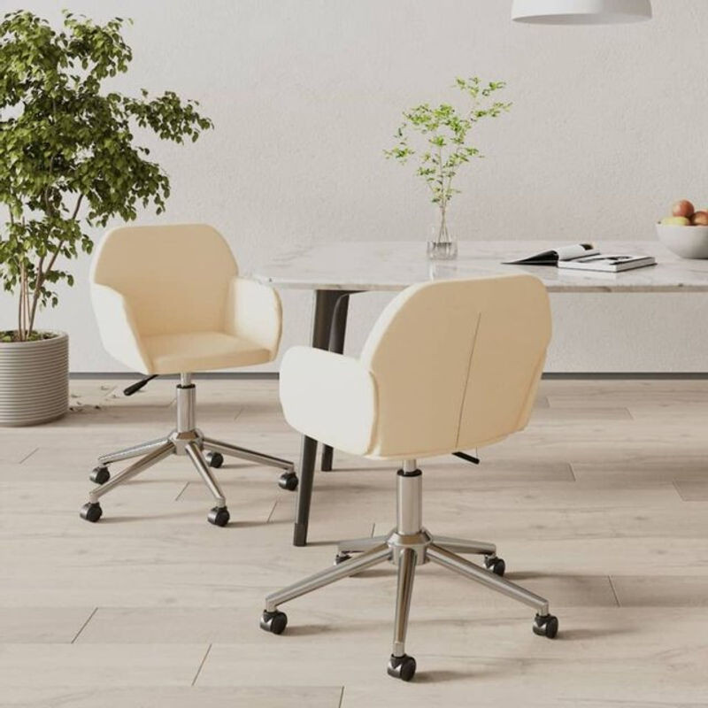 Set aus 2 drehbaren Esszimmerstühlen von vidaxl in Beige aus Stoff und Metall im modernen Design - Bild 1