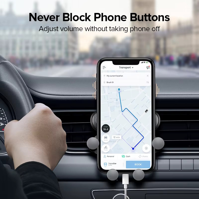 BRYNTHORX Universeller Schwerkraft-Auto-Handyhalter für die Lüftungsschlitze in Schwarz, GPS-Navigationsständer für iPhone, Huawei, OPPO und Realme - Bild 2