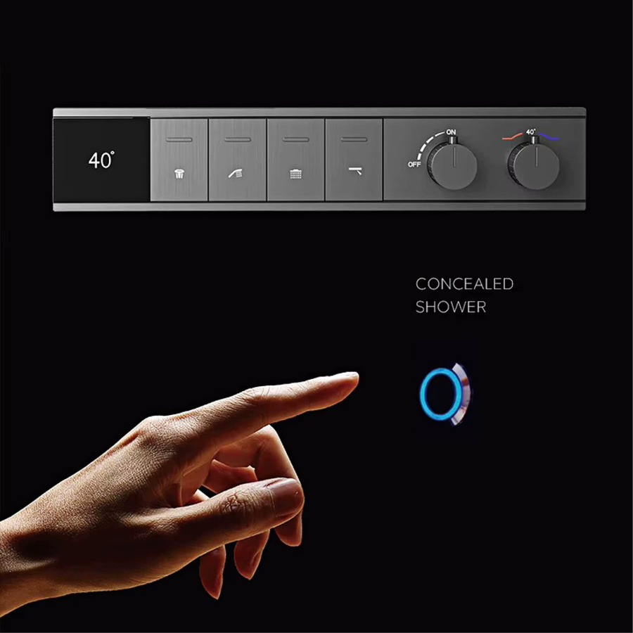 Aitana Regenduschsystem mit LED-Digitalanzeige und Thermostat-Mischer für Heiß- und Kaltwasser - Bild 2