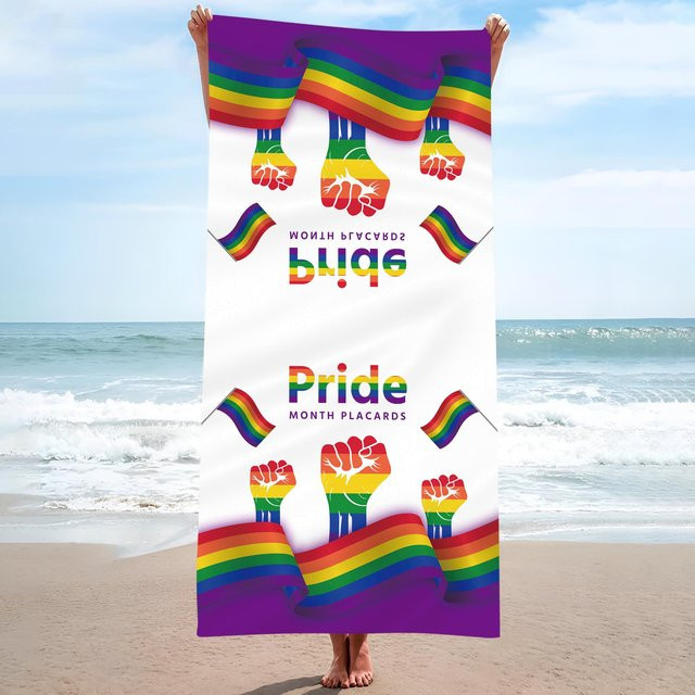 JMG Household Supplies Regenbogen LGBT Strandtuch aus Mikrofaser, Mehrfarbig, B: 75 cm, L: 150 cm - Bild 1