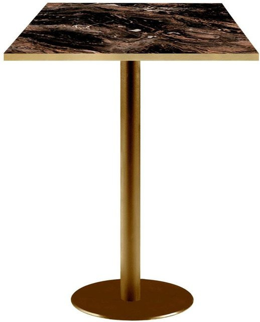 RestooTab Stehtisch Rome quadratisch mit Gestell in Goldmetallic und Platte in Schwarz Café Messing B/T/H: 60 x 60 x 113 cm - Bild 1