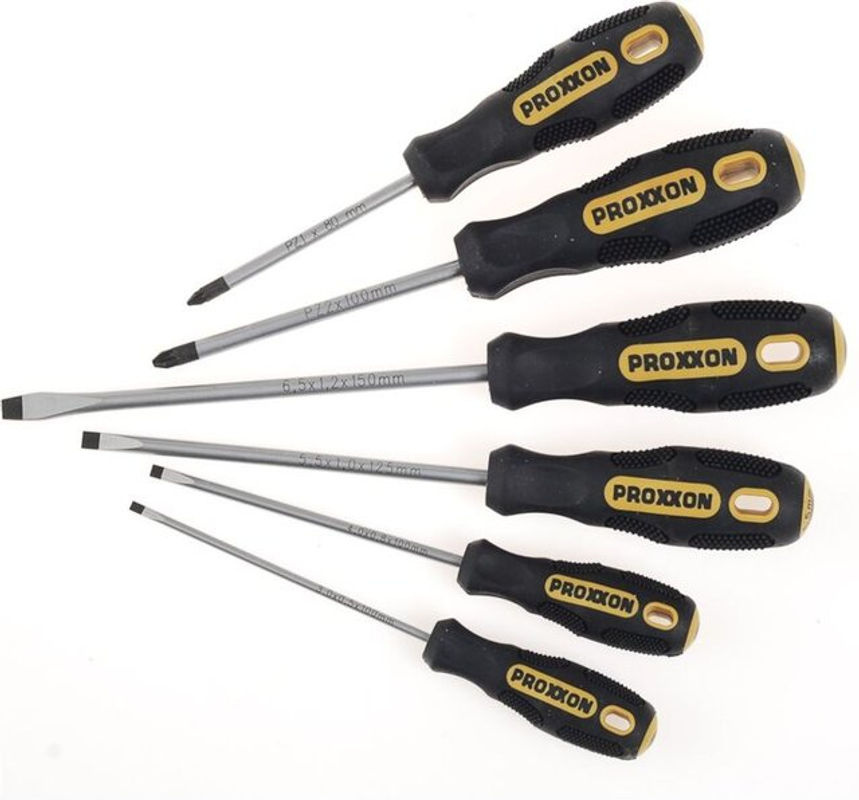 Proxxon Industrial FLEX-DOT Schraubendreher-Set 6-teilig in Schwarz mit Schlitz und Kreuzschlitz Pozidriv - Bild 2