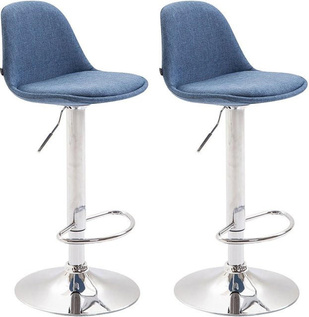 CLP 2er Set Barhocker Kiel höhenverstellbare Barstühle mit Stoffbezug und Metallgestell in Chrom-Optik - Bild 1