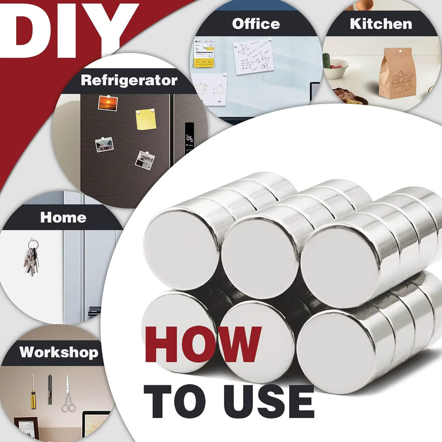 U-POLEMAG Kühlschrank-Rundmagnet aus Metall für Haftnotizen und DIY-Projekte, Durchmesser: 19 mm bis 20 mm, Dicke: 2 mm - Bild 4