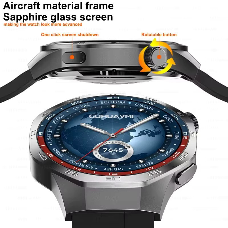 GUHUAVMI Smartwatch, Edelstahl, Schwarz, Herren, GPS, NFC, Bluetooth - Bild 4