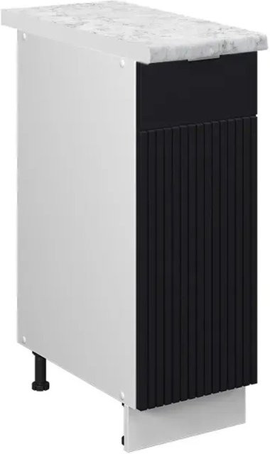 Vicco Apothekerunterschrank Fame-Line Weiß Schwarz gestreift mit Arbeitsplatte Marmor-Weiß B/T/H: 30 x 30 x 30 cm - Bild 2