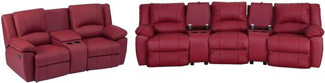 Vente-unique Couchgarnitur Aroma in Rot mit 3er- und 2er-Sofa aus Kunstleder - Bild 1
