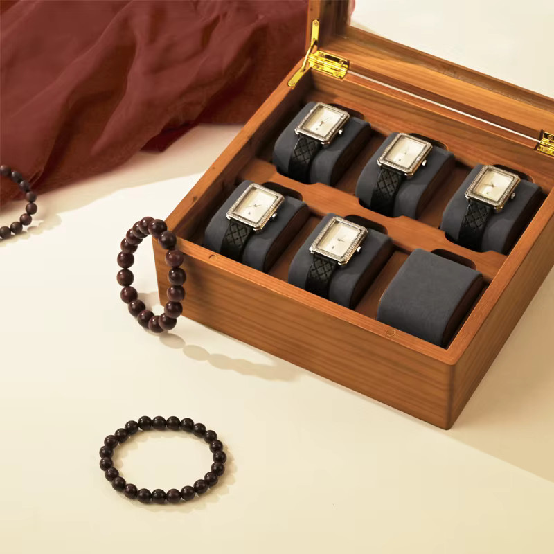 MISHITU Holz Uhren-Organizer zur Aufbewahrung von Armbanduhren und Schmuck in Beige oder Braun - Bild 3