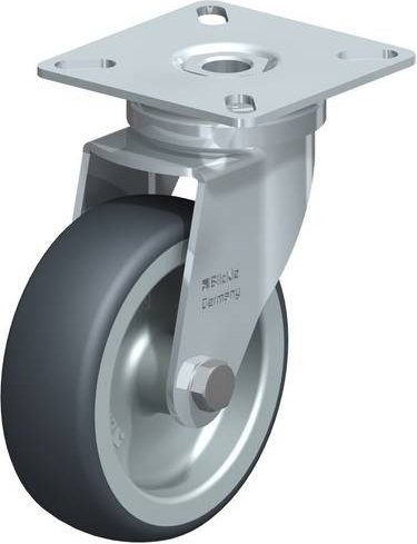 Blickle LPA-TPA 75G Lenkrolle in Grau und Silber mit Kunststoffrad, Durchmesser: 75 mm, Tragfähigkeit: 75 kg - Bild 1