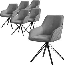 6er Set ML-Design Esszimmerstühle drehbar in Grau aus Textil Webstoff mit Armlehnen und Metallgestell B/T/H: 57 x 61 x 84,5 cm - Bild 1