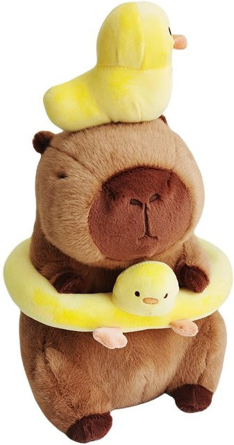Yiran Health & Beauty Capybara Plüschtier, mit Enten Schwimmring, 40cm - Bild 1