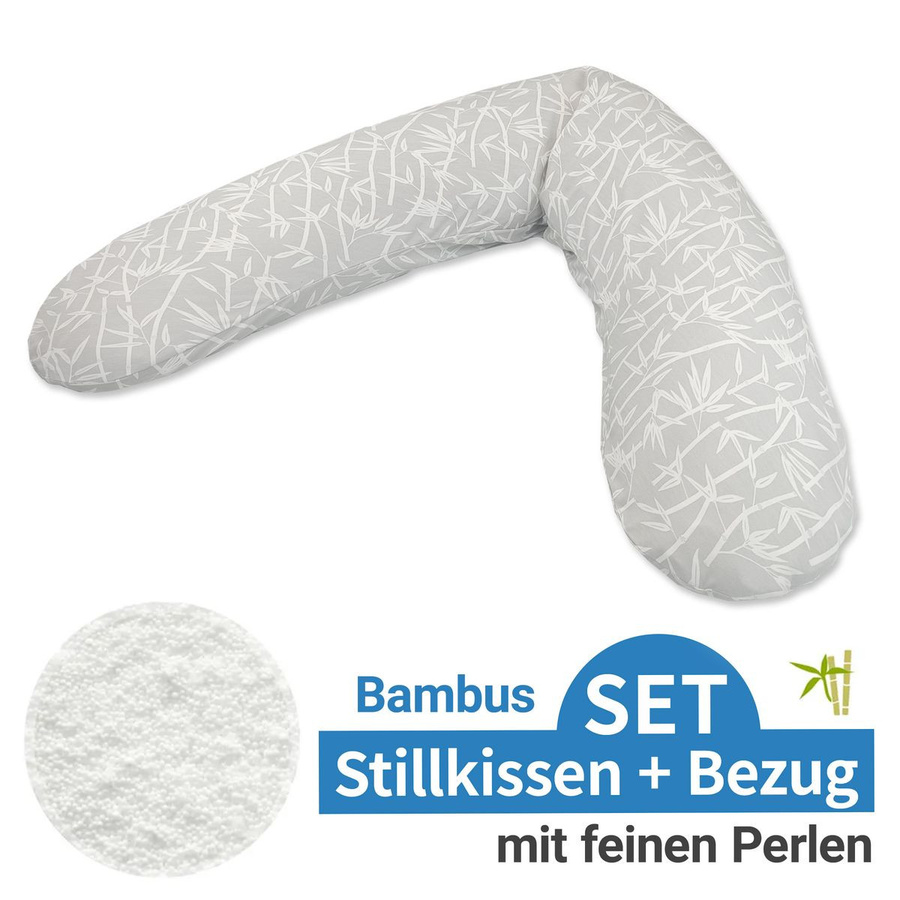 Theraline Stillkissen Das Original mit Mikroperlen-Füllung und Bamboo-Bezug in Grau, Länge: 190 cm - Bild 1