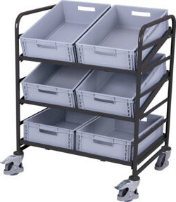 VarioFit Eurokastenwagen mit 6 Kunststoffkisten aus Stahl und Kunststoff, Farbe: Anthrazit/Grau, B/T/H: 93,5 x 66,5 x 116,0 cm - Bild 1