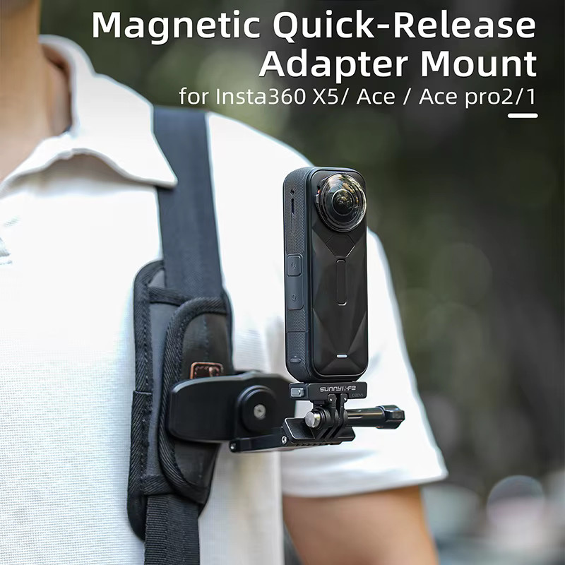 Magnetische Quick Release Basis in Schwarz für Insta360 X5, Ace Pro 2, Ace und Ace Pro Kameras mit Adapter Halterung und Sportkamera Zubehör - Bild 2