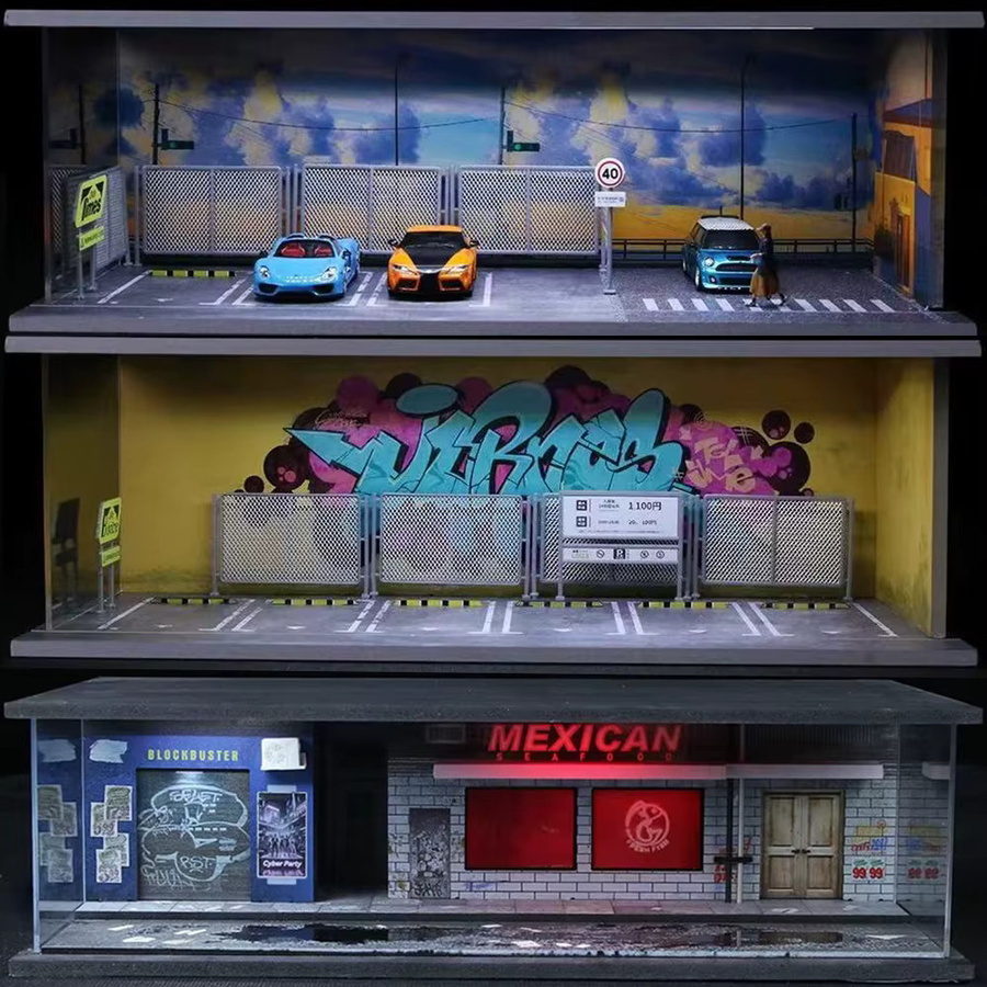 MoreArt Auto-Garagenszene Diorama-Modelle, 1:64, Sammelmodell-Display - Bild 2