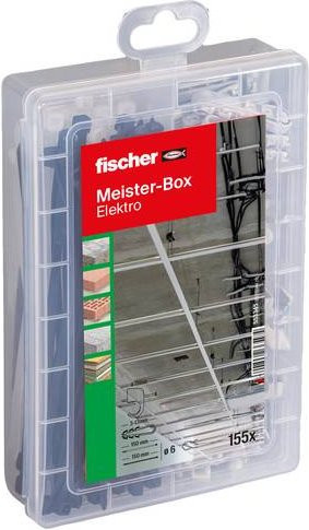 Fischer Meister-Box Elektro 155-teiliges Sortiment aus Schrauben, Dübeln und Nägeln in der transparenten Kunststoffbox - Bild 1