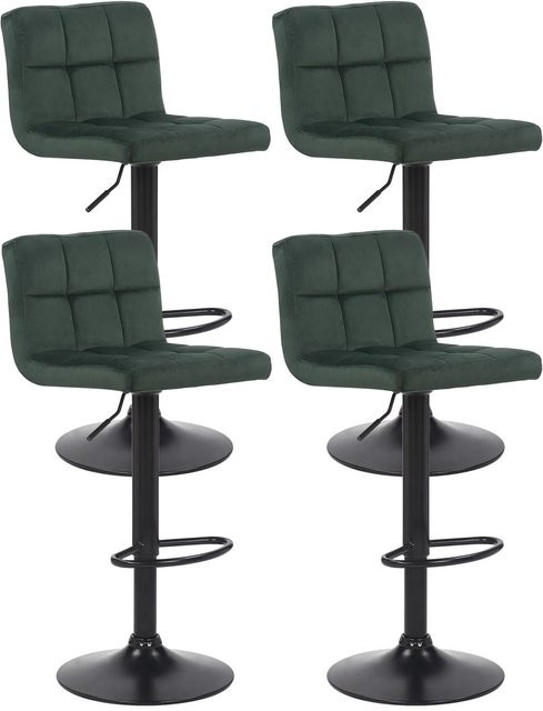 4er Set DELUKE Barhocker RIVAN aus Samt in Grün, drehbare Barstühle mit Lehne und Metallgestell, B/T/H: 40 x 40 x 85 cm - Bild 1