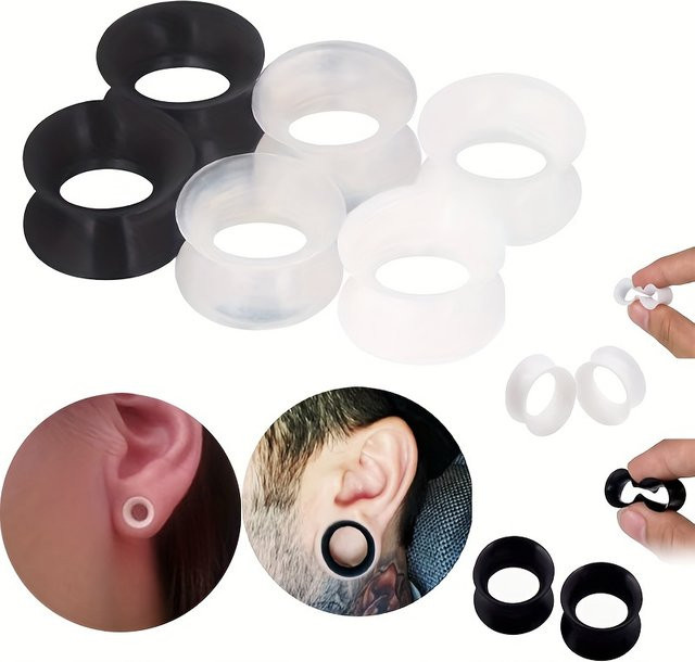 Ohrtunnel Silikon, 3 Paare, Unisex - Bild 1