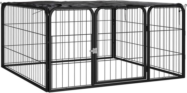 Vidaxl Hundezwinger aus Stahl mit 4 Panelen in Schwarz, Breite: 100 cm, Tiefe: 50 cm