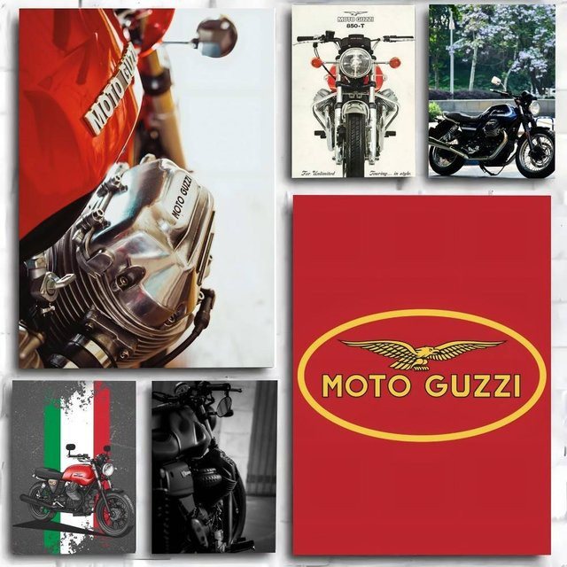 Kayou Moto Guzzi 100 Jahre Jubiläum Retro-Poster im Anime-Stil, Kunstdruck aus Papier, Mehrfarbig - Bild 1